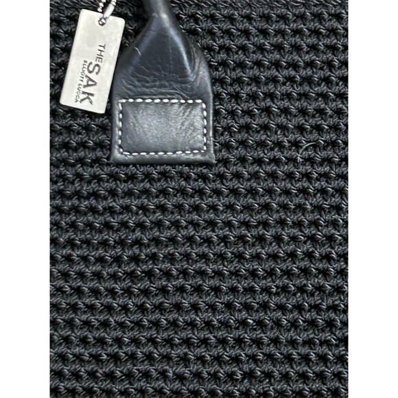 The‎ Sak Elliott Luca Crochet Bag Double Leather Handles NWOT Black - Picture 5 of 7